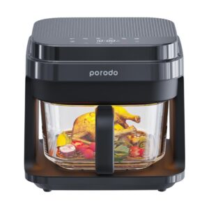 Porodo Lifestyle 5.5L Capacity Full Glass Air Fryer Cooked Perfectly with Advanced Heat Circulation