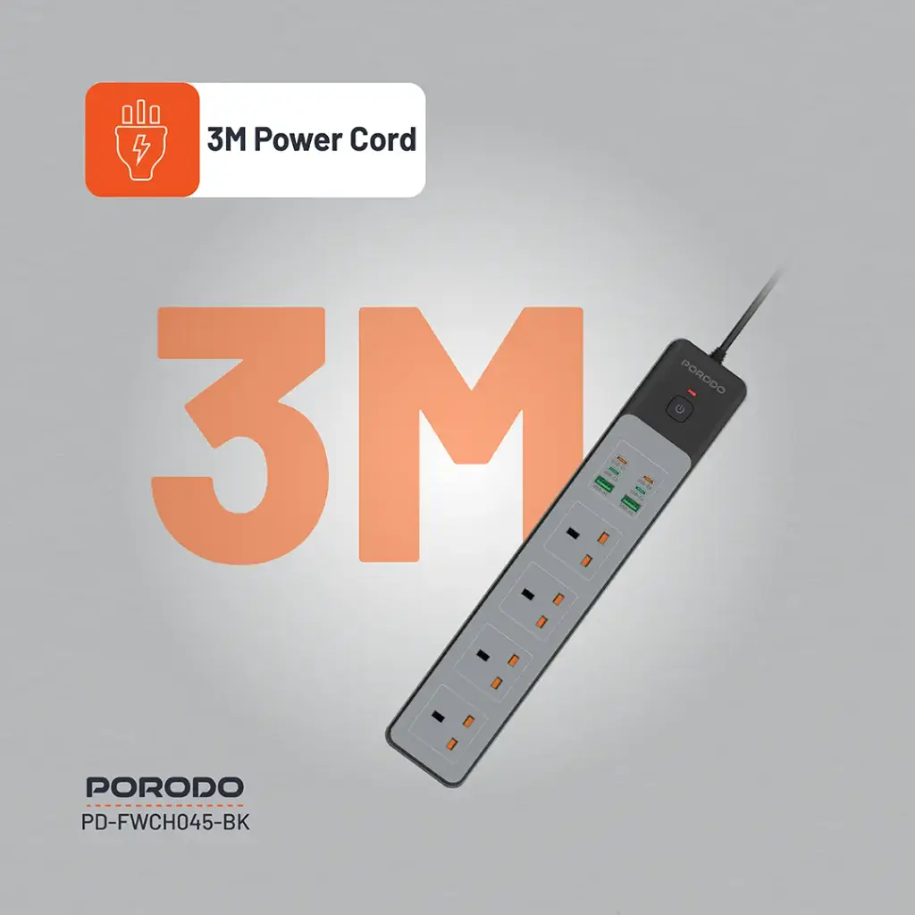 Porodo 4AC 65W 3000W Power Strip - Image 3