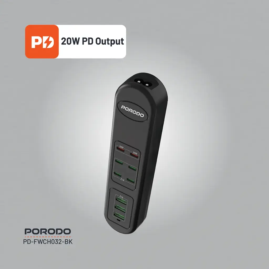 Porodo 50W Multi-Port USB Charging HUB - Black - Image 4