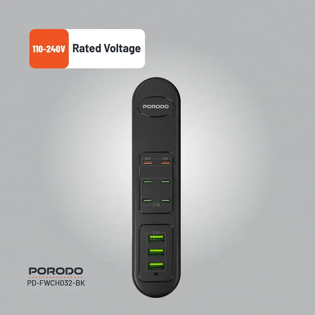 Porodo 50W Multi-Port USB Charging HUB - Black - Image 5
