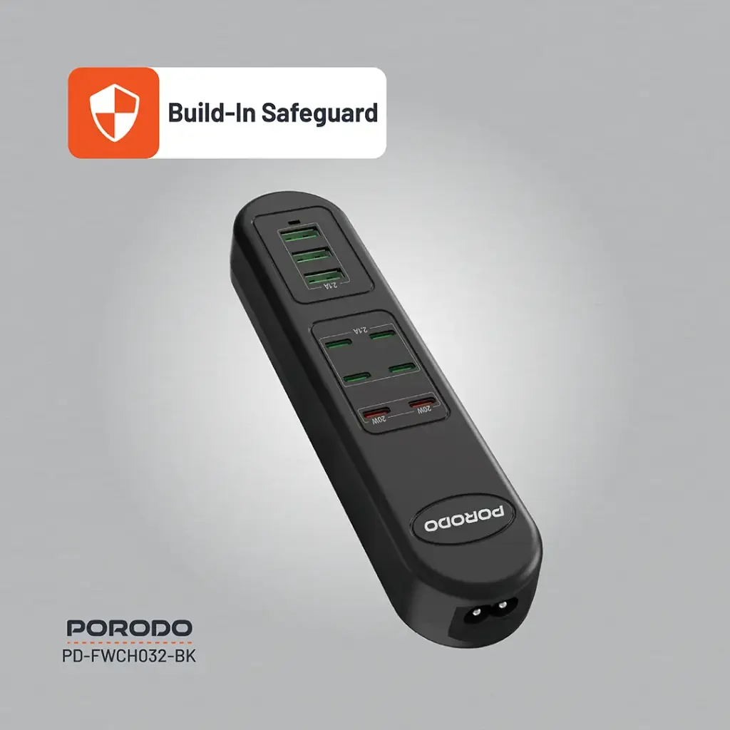 Porodo 50W Multi-Port USB Charging HUB - Black - Image 9