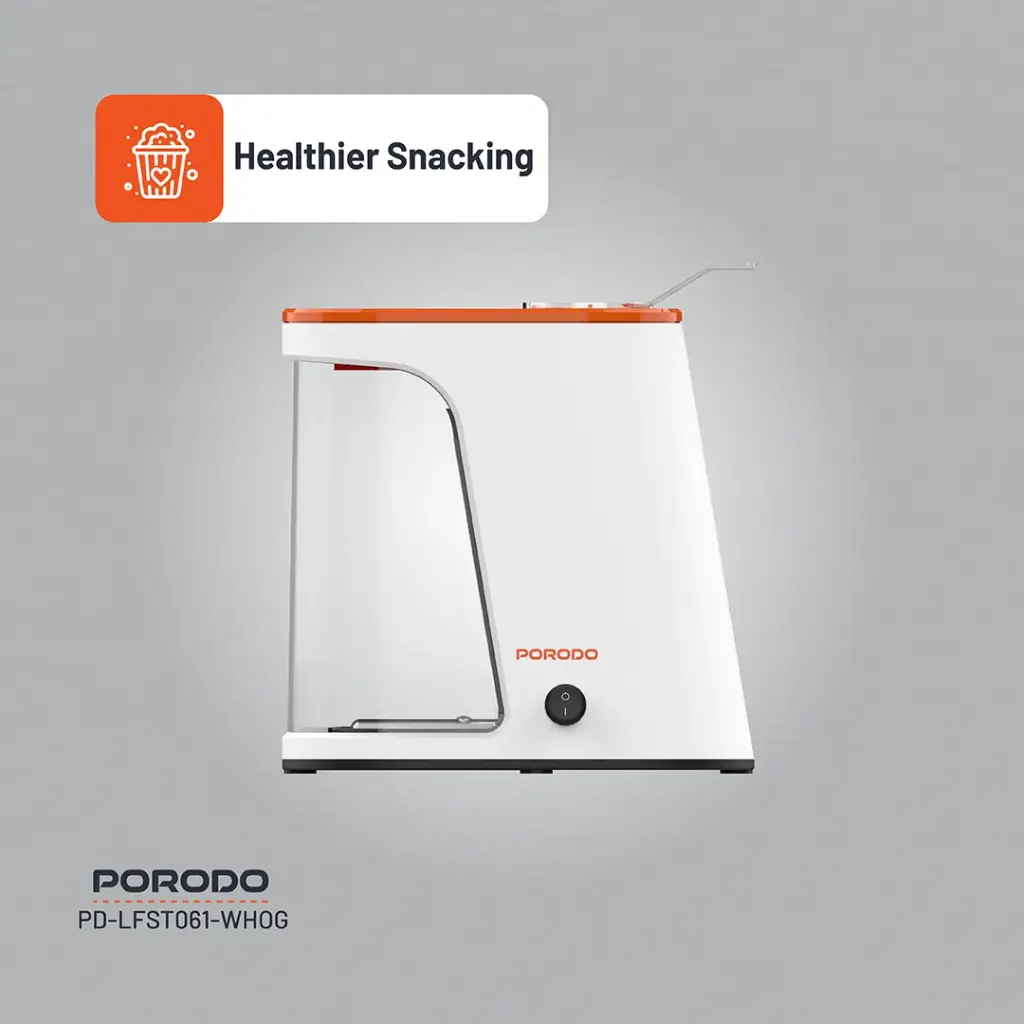 Porodo Lifestyle Air-Popped Popcorn Maker - White/Orange - Image 4