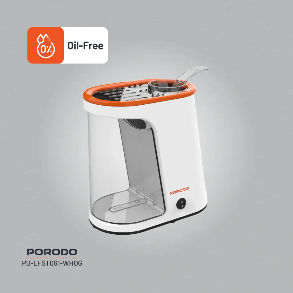 Porodo Lifestyle Air-Popped Popcorn Maker - White/Orange - Image 6