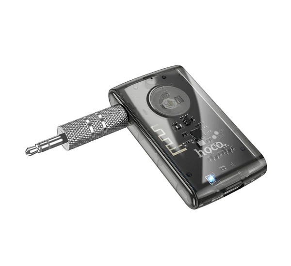 Hoco E66 Transparent Explorer Edition Car AUX Bluetooth Receiver - Black