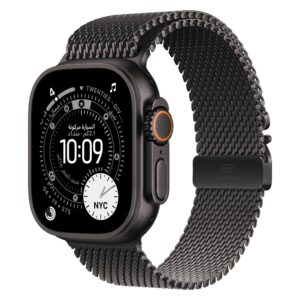 Apple Watch Ultra 3 GPS + Cellular 49mm Black Titanium Case with Black Titanium Milanese Loop - Small