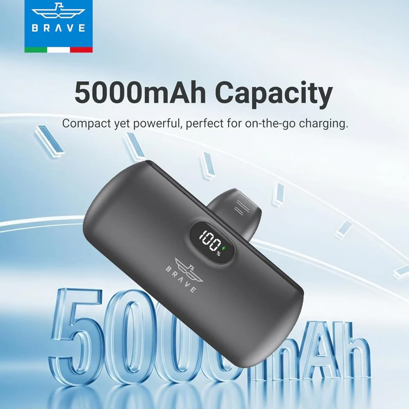 Brave 5000mAh Pocket Pro Mini Portable Power Bank 20W Type-C Connector BP-29 - Black - Image 3