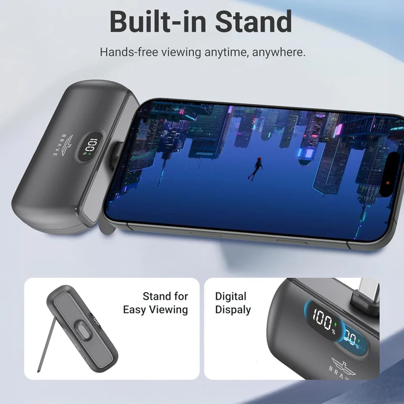 Brave 5000mAh Pocket Pro Mini Portable Power Bank 20W Type-C Connector BP-29 - Black - Image 4