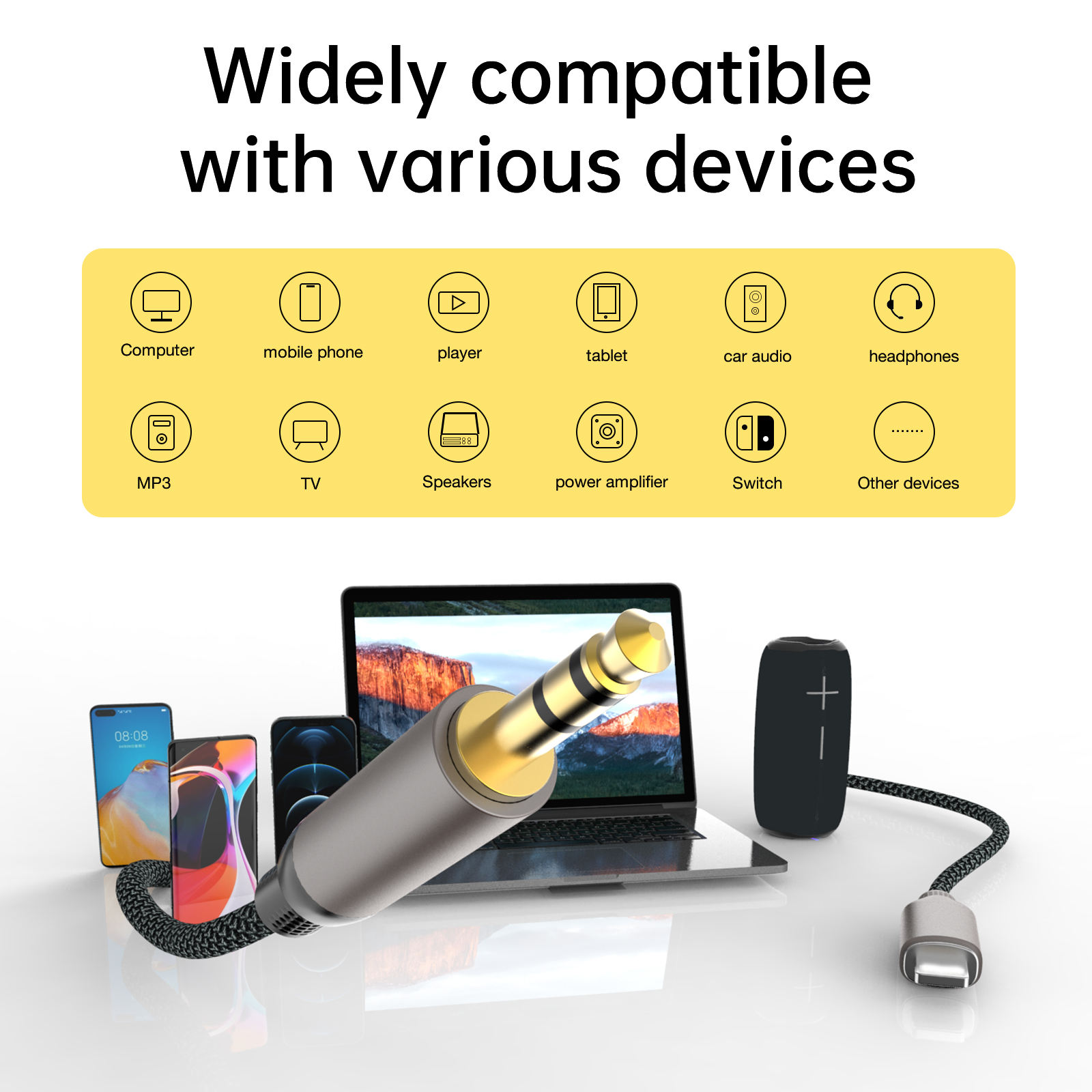 Aspor A252 Brand New 3.5mm To Ipx Aux Cable Adapter Cable - Image 5