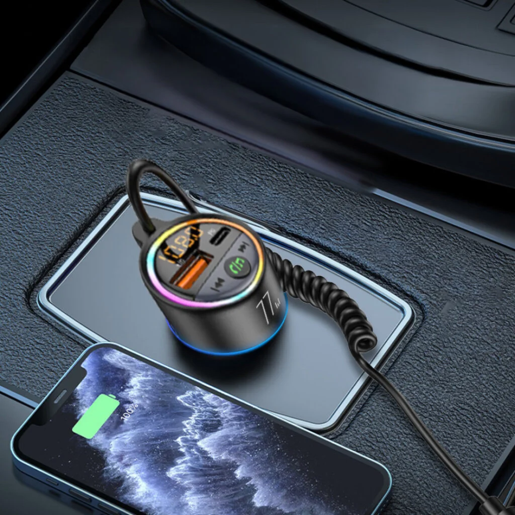Powero Plus FM Transmitter With Built-in USB-C Cable 65W - Image 2
