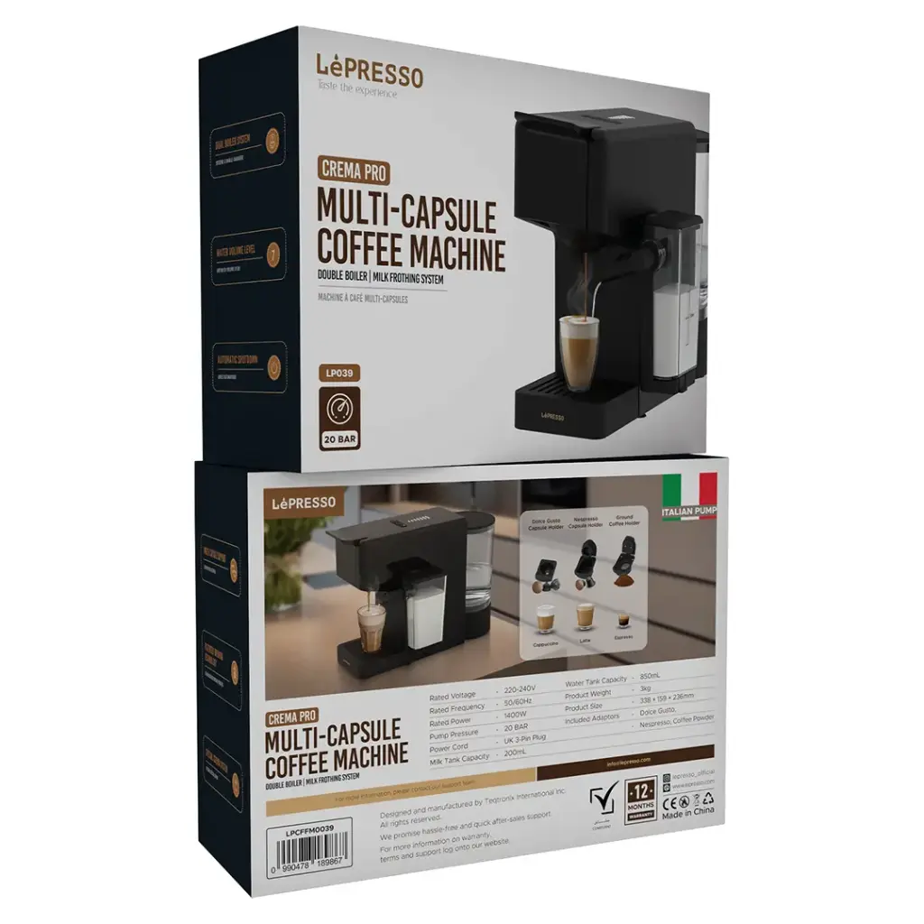 Lepresso Crema Pro Multi-Capsule Coffee Machine - Black - Image 4