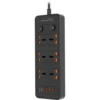 Porodo Blue 6 AC - Dual Switch Power Strip - Black