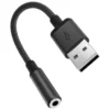 Porodo Audiolink Female 3.5mm to USB-A Audio Jack Adapter - Black