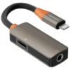 Porodo AudioLink Duo Lightning + 3.5mm Jack Audio and Charge Splitter - Black & Orange