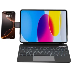 Powerology DynaBoard Wireless Keyboard Case With MagSafe Phone Holder for iPad 13 (M4) - Black