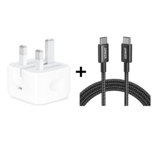 Apple USB-C Power Adapter – 20W / USB-C + Anker Cable USB-C to USB-C 240W (1.8m/6ft) – Black