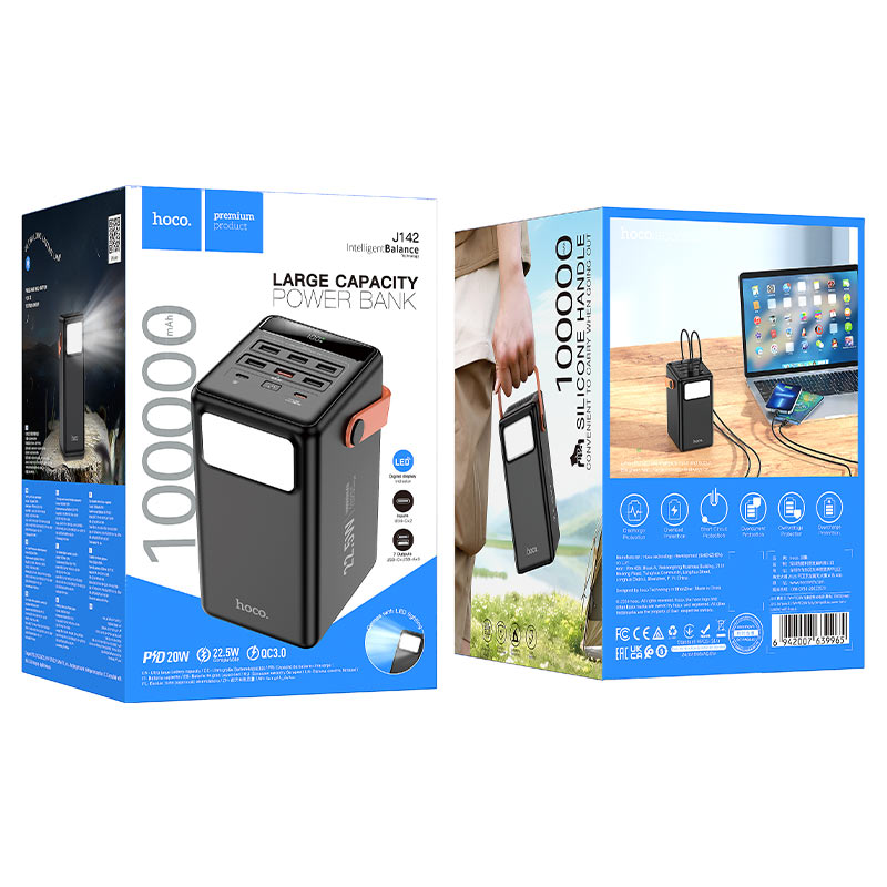 HOCO J142 SURPASS 100000MAH 22.5W PD20W FULLY COMPATIBLE POWER BANK BLACK - Image 8
