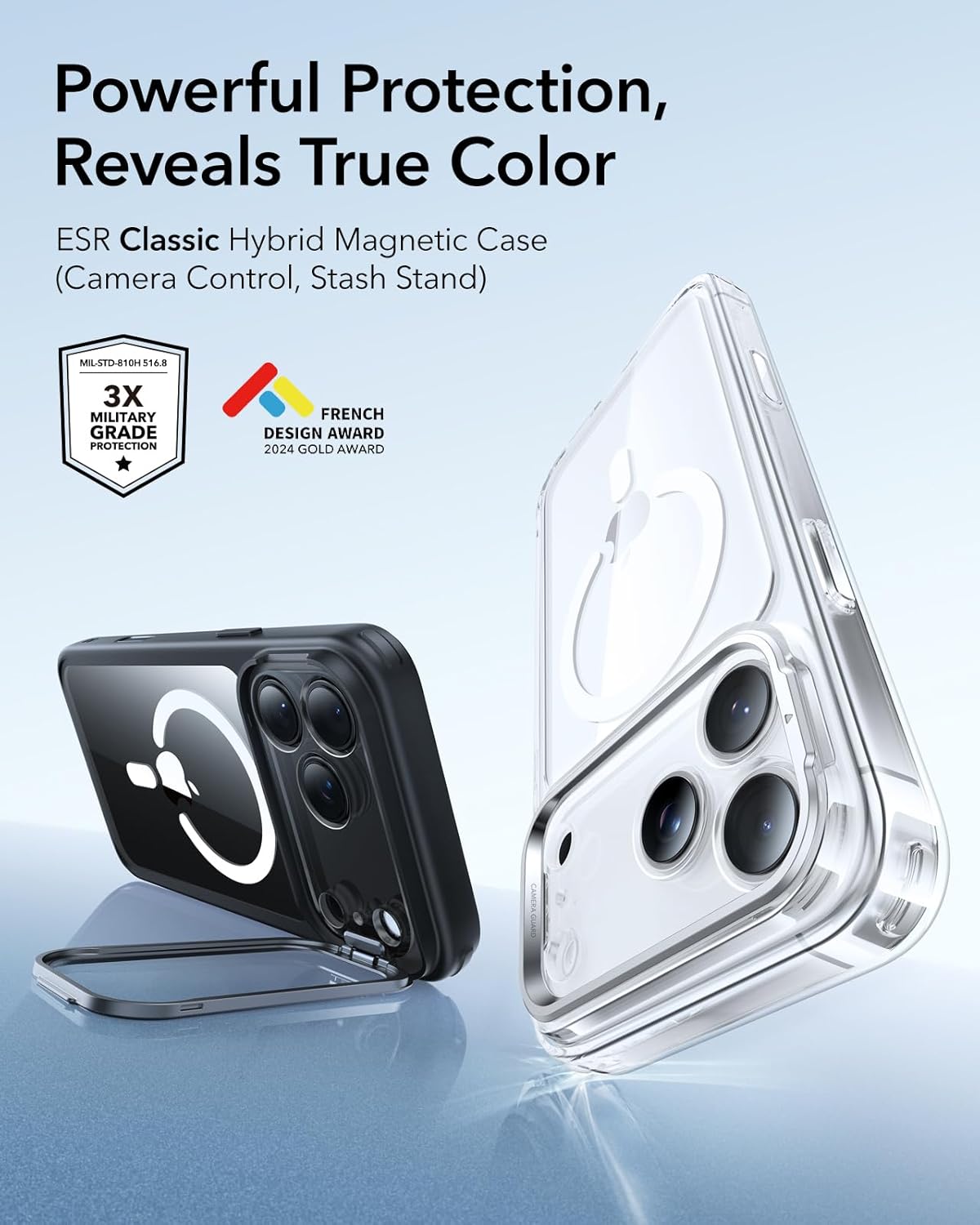ESR iPhone 17 Pro Max HaloLock Classic Hybrid Case with Stash Stand (Camera Control Button) Case - Clear - Image 2