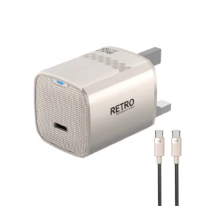 Pawa Retro PD45W Only PD Port UK Charger With USB-C to USB-C Cable