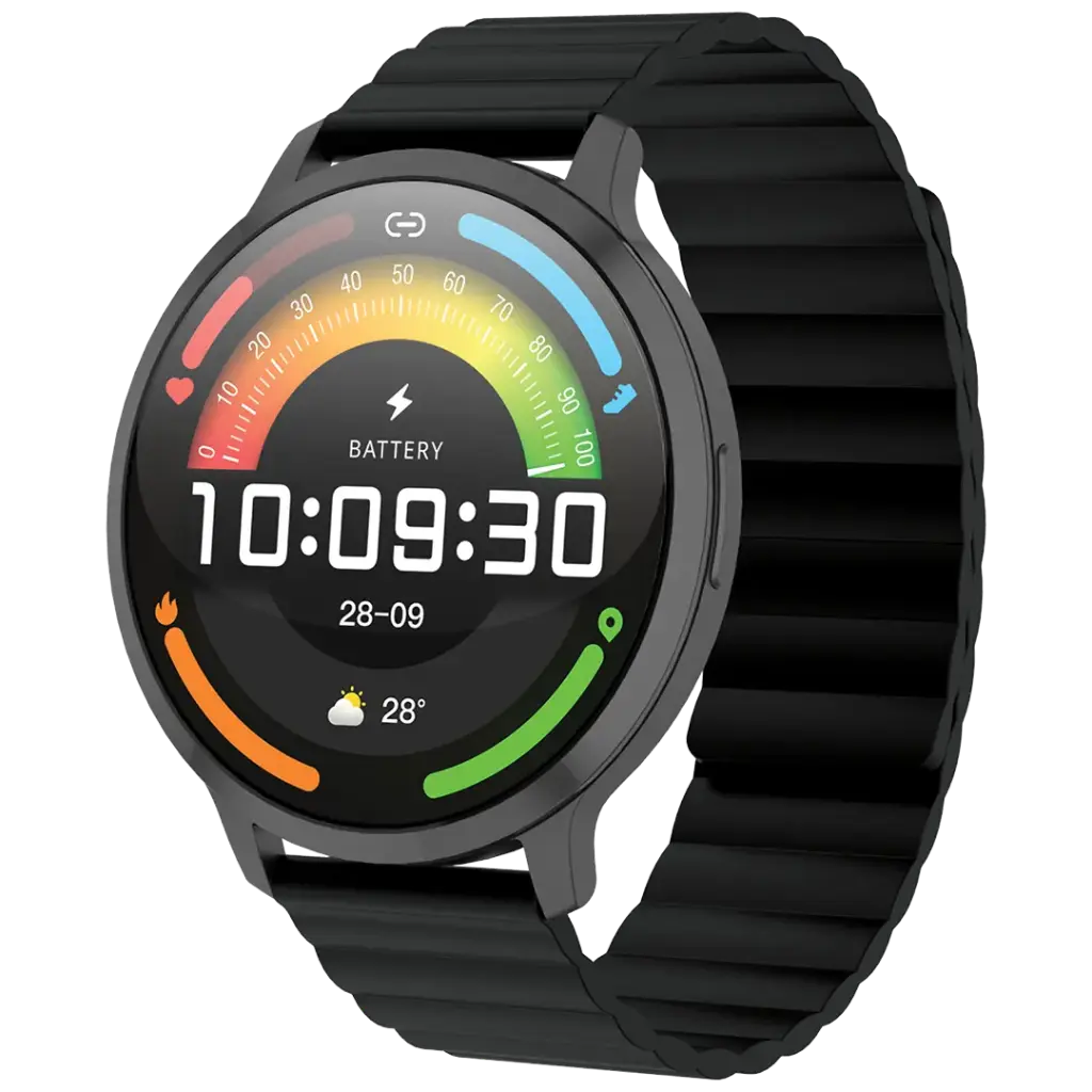 Powerology Aura Smart Watch with 1.73 AMOLED Display - Black
