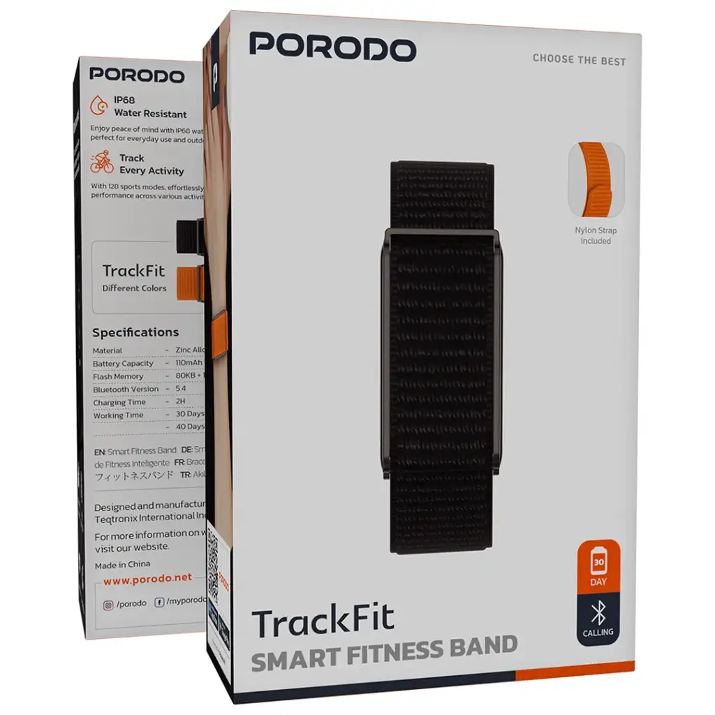Porodo TrackFit Smart Fitness Band - Black - Image 3