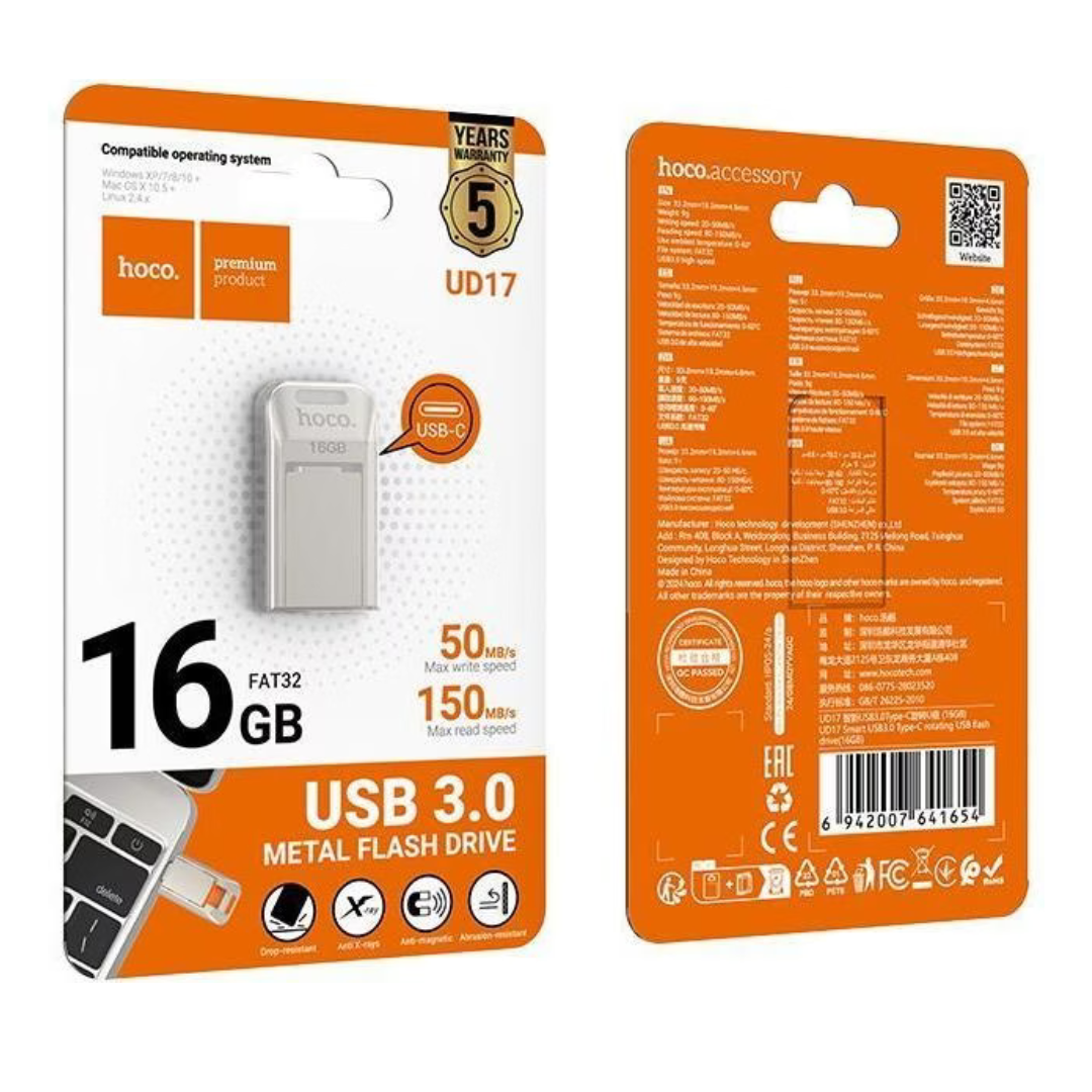 Hoco Memory Cards Pendrive USB-C (Type-C) UD17 - (16GB) - Image 3