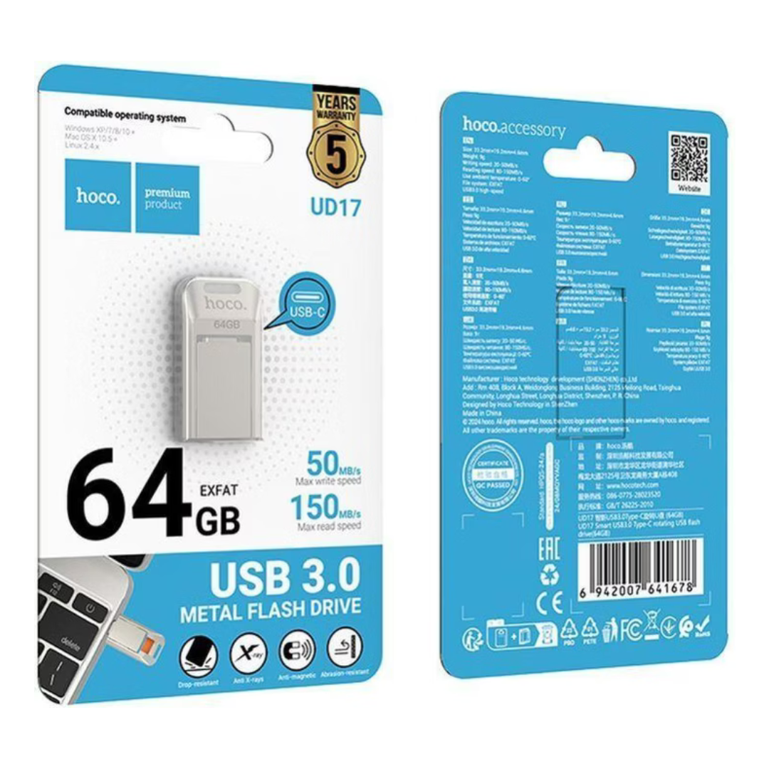 Hoco Memory Cards Pendrive USB-C (Type-c) UD17 - (64GB) - Image 2