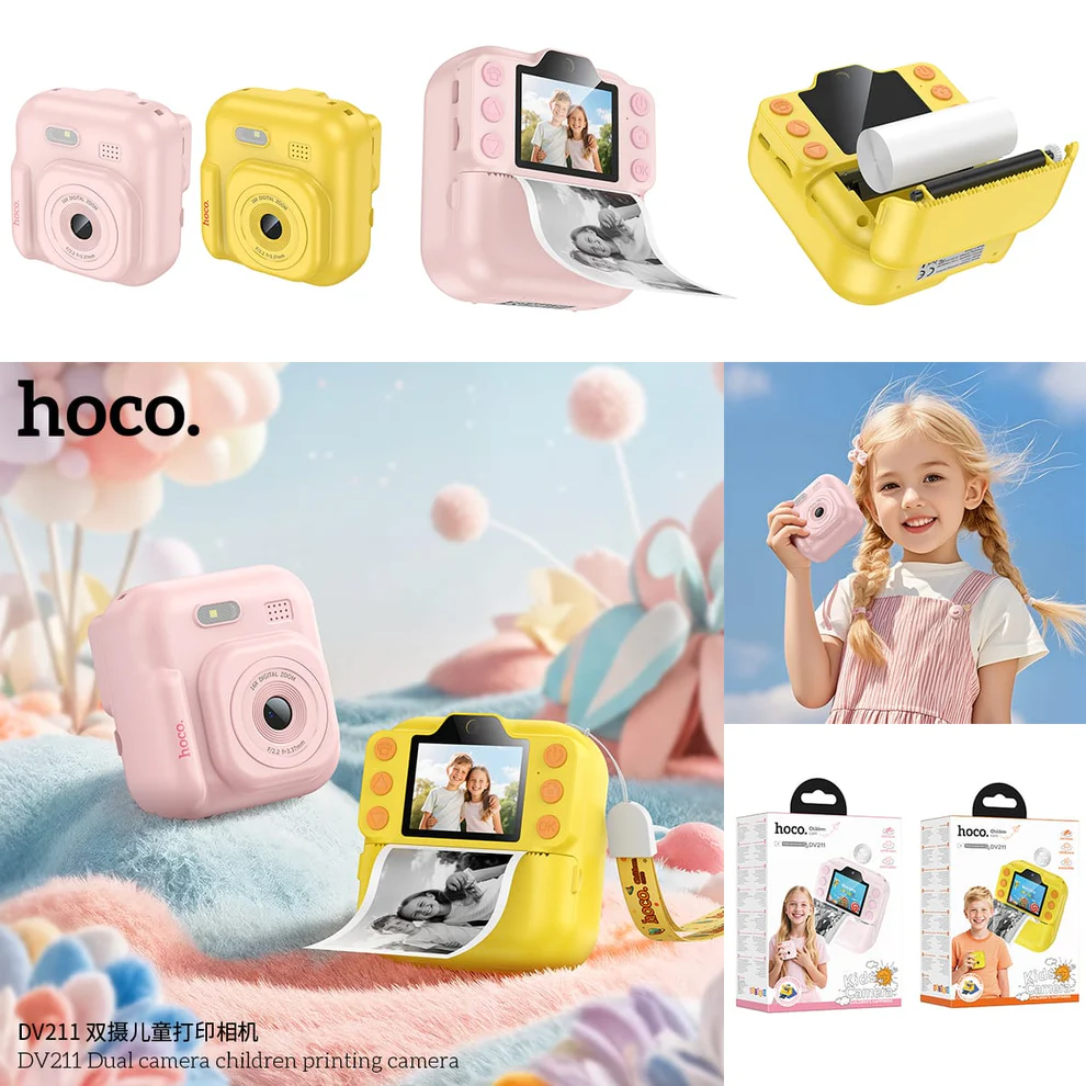 Hoco DV211 Dual Camera Children Printing Camera - Pink - Image 2