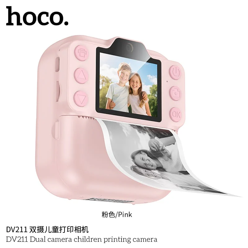 Hoco DV211 Dual Camera Children Printing Camera - Pink