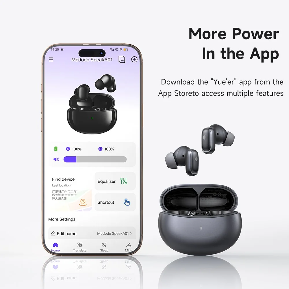 MCDODO HP-822 AI Translator Earbuds ANC + ENC Noise Reduction - Image 7