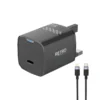 Pawa Retro PD25W Only PD Port UK Charger With USB-C to Lightning Cable - Black