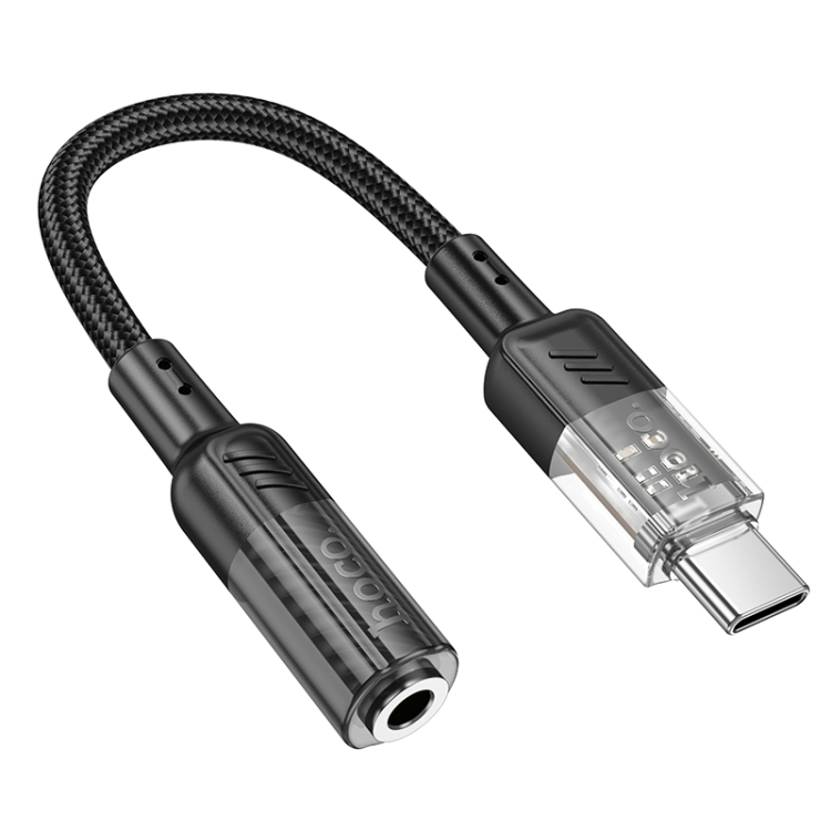 Hoco LS37 Spirit Transparent Type-C to 3.5mm Digital Audio Adapter Cable - Black