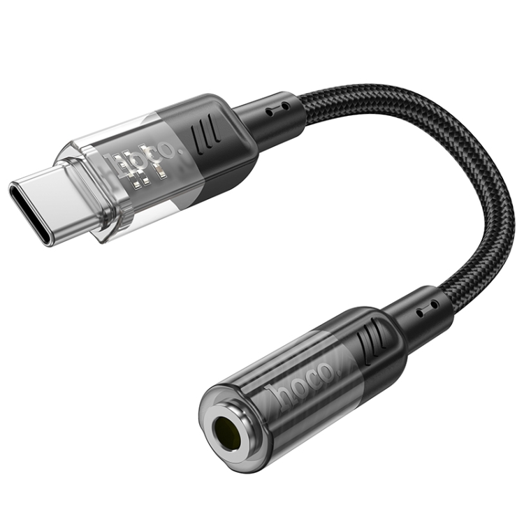 Hoco LS37 Spirit Transparent Type-C to 3.5mm Digital Audio Adapter Cable - Black - Image 2