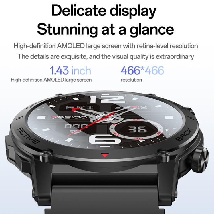 Yesido IO31 Smartwatch 1.43-inch AMOLED Display - Black - Image 6