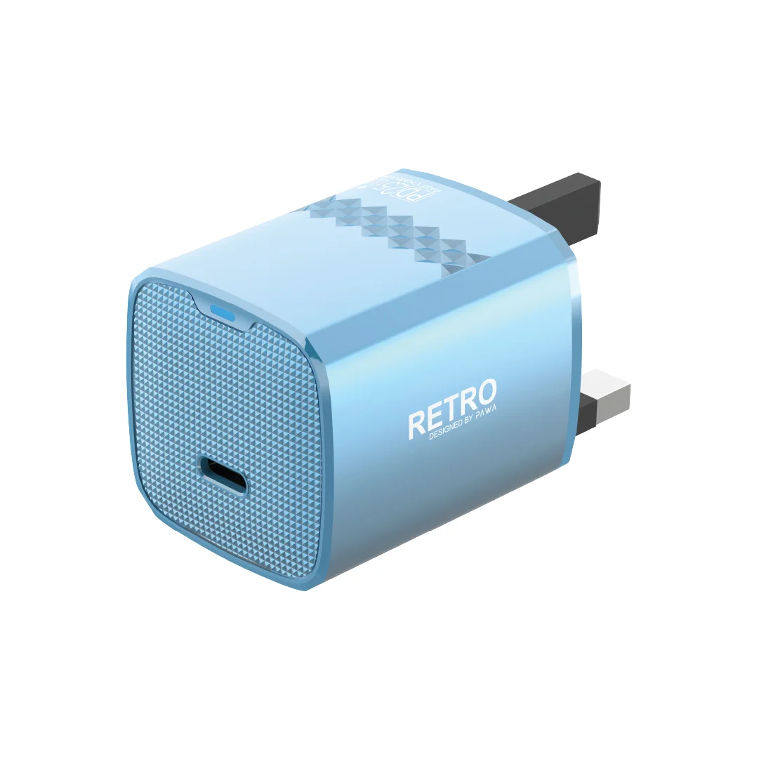 Pawa Retro PD25W Only PD Port UK Charger - Blue