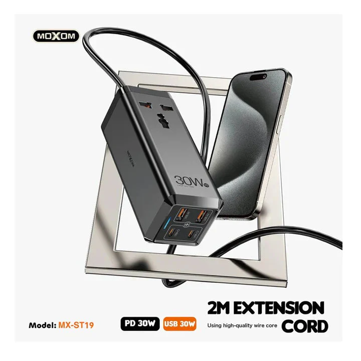 MOXOM MX-ST19 PD 30W 6 IN 1 2M UNIVERSAL SOCKET FAST CHARGER - Image 2