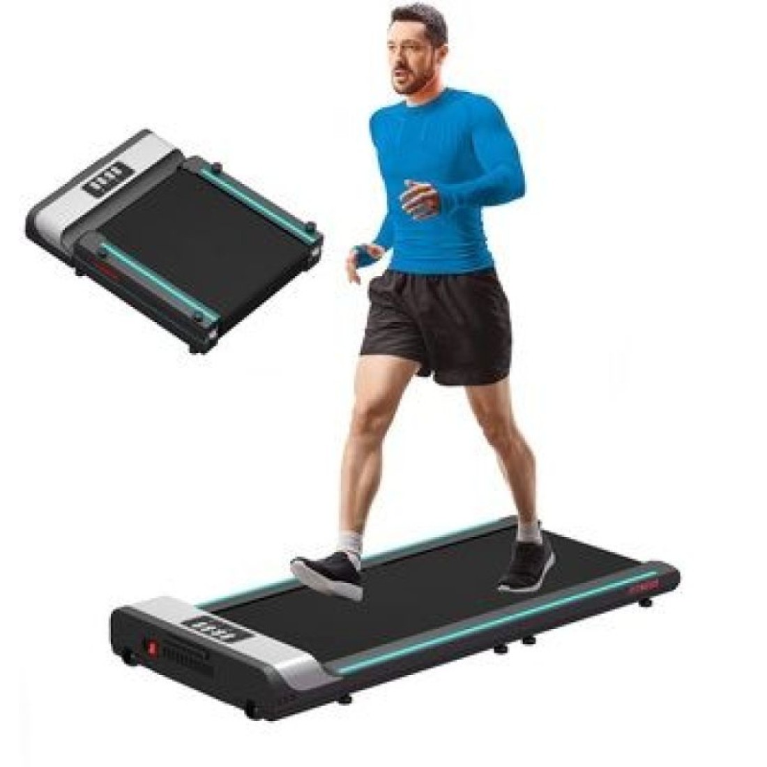 Smart Foldable Treadmill Supports up to 120 kg - Turquoise Black - Image 3