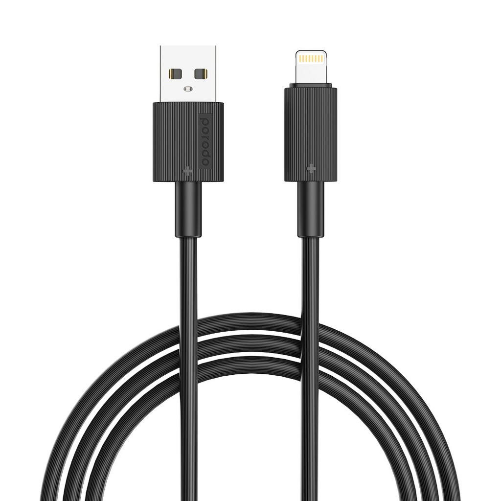 Porodo USB-A to Lightning Durable Charging Cable - Black