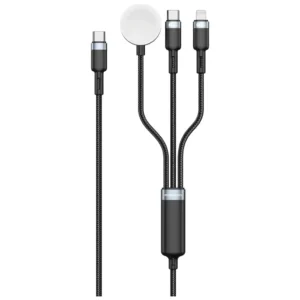 Porodo TrioLink 3-In-1 Charging Cable Type-C, Lightning and iWatch - Black