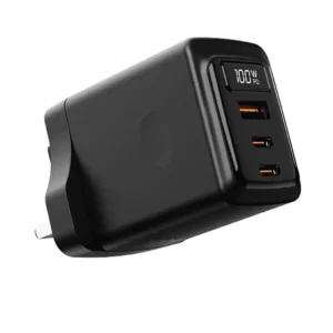 Porodo 100W Multi-Port Wall Charger with GaN Technology – Black