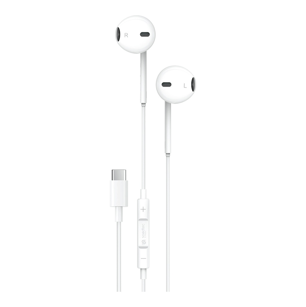 Porodo Soundtec Stereo Earphones Type-C with High-Clarify Mic - White