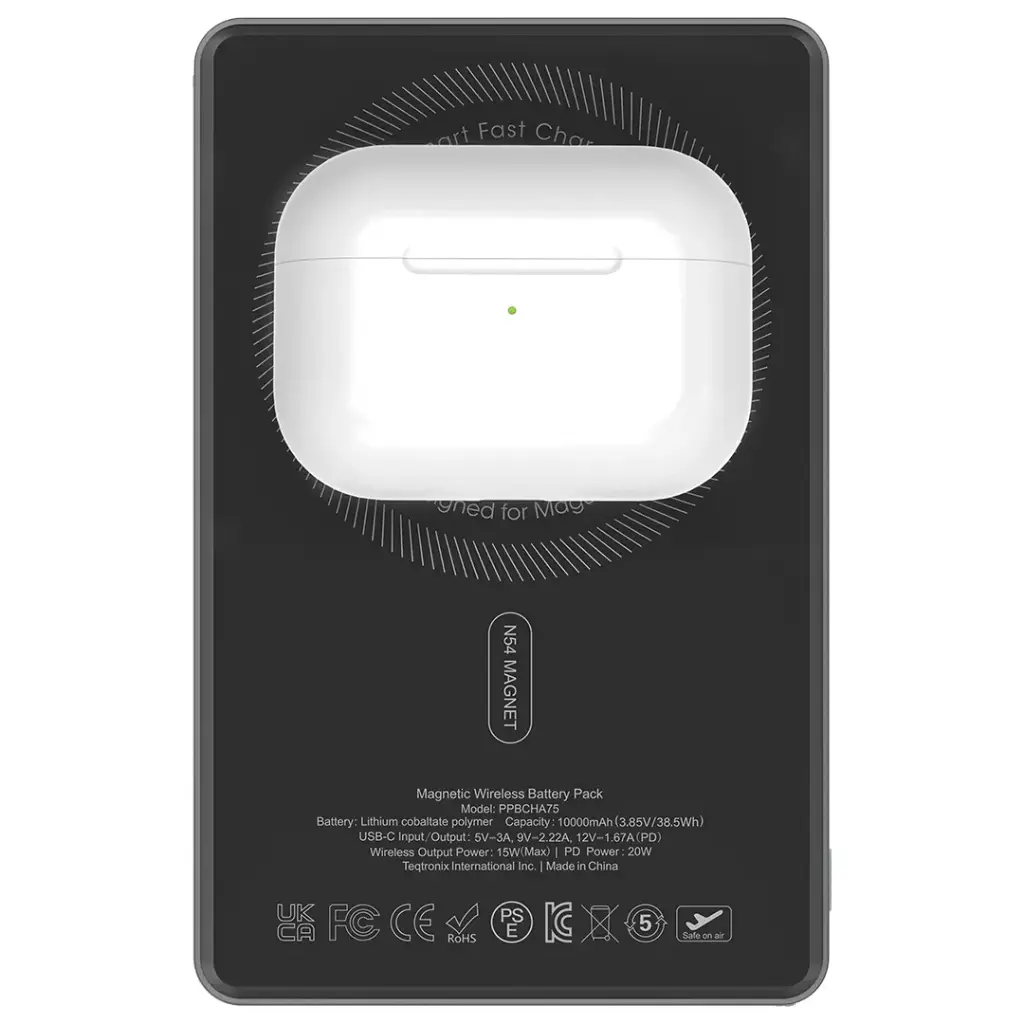 Powerology MagVolt 10000mAh Magnetic Power Bank - Black - Image 2