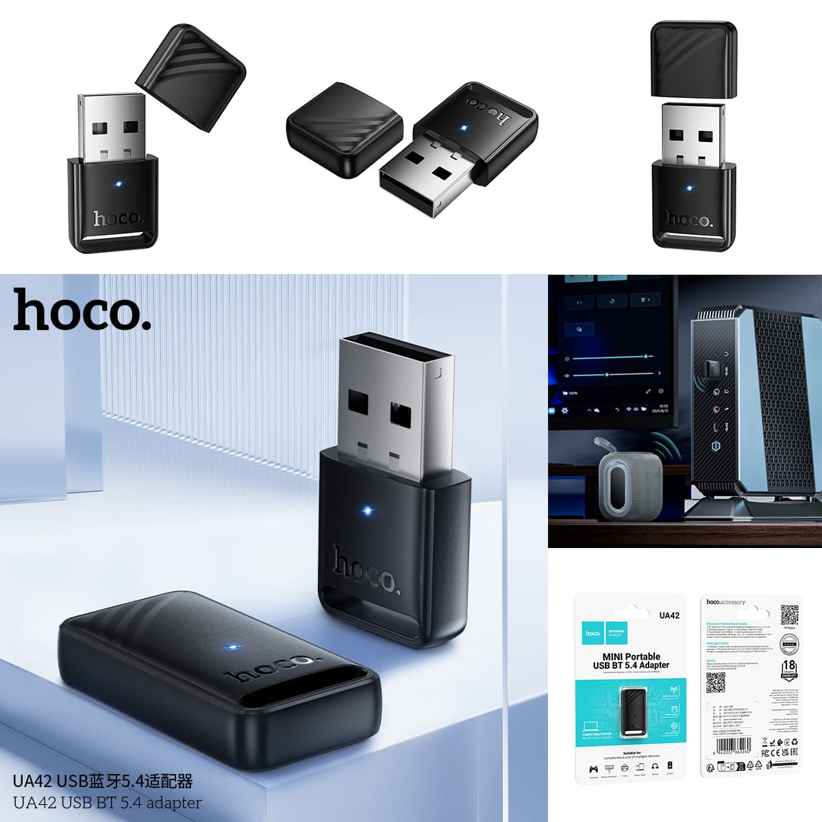 Hoco Mini Portable USB Bluetooth 5.4 Adapter UA42 - Image 4