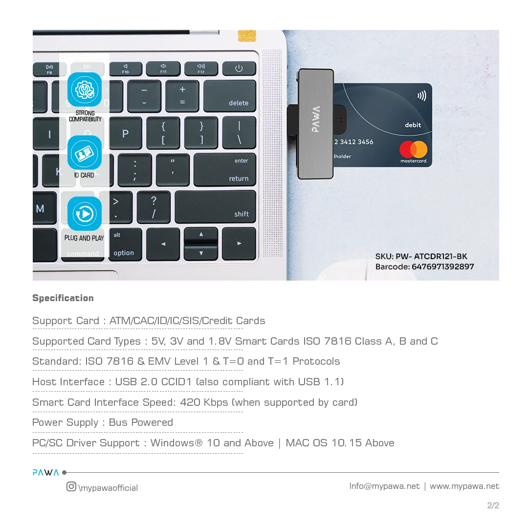 Pawa Mini Single Slot Smart Card Reader - PWATCDR121 - Image 4