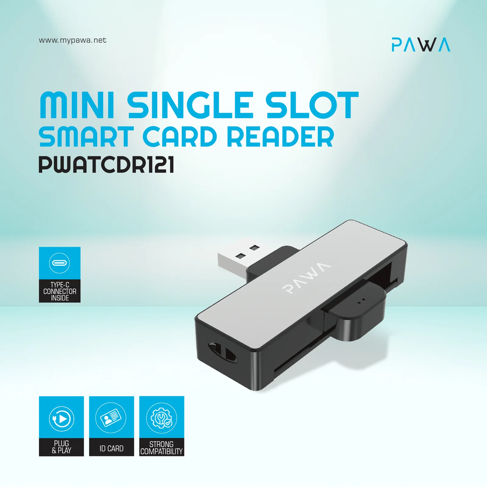 Pawa Mini Single Slot Smart Card Reader - PWATCDR121 - Image 3