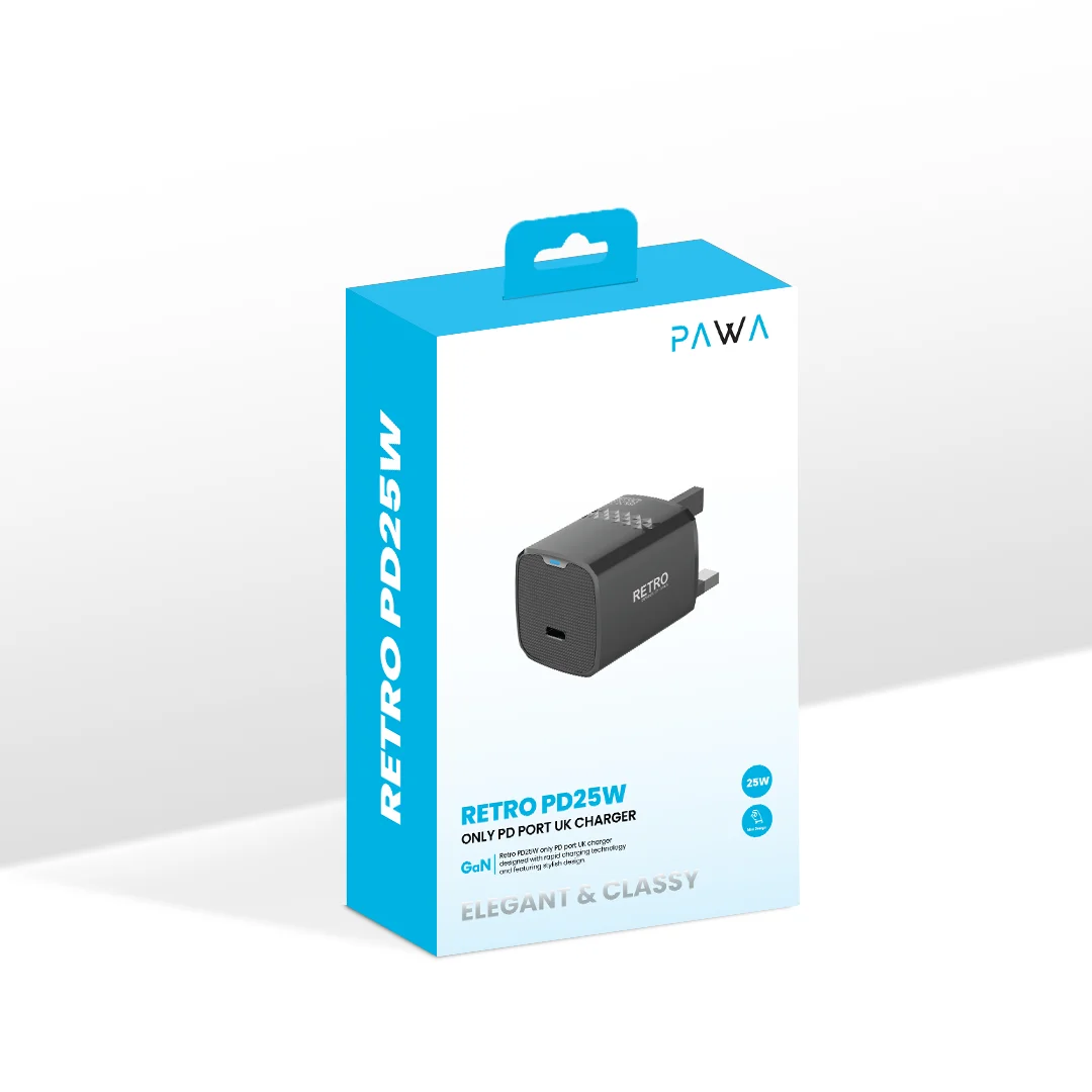 Pawa Retro PD25W Only PD Port UK Charger - Black - Image 5