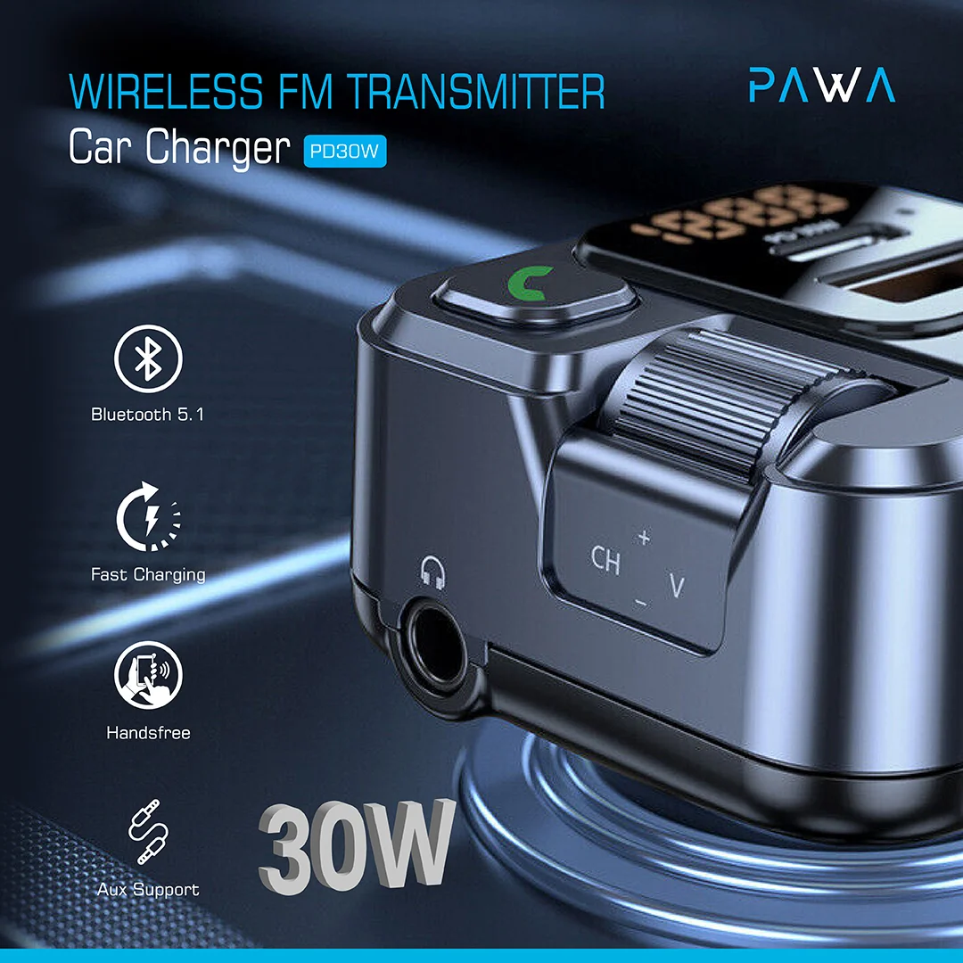 Pawa Wireless FM Transmitter & Car Charger PD30W - Image 2