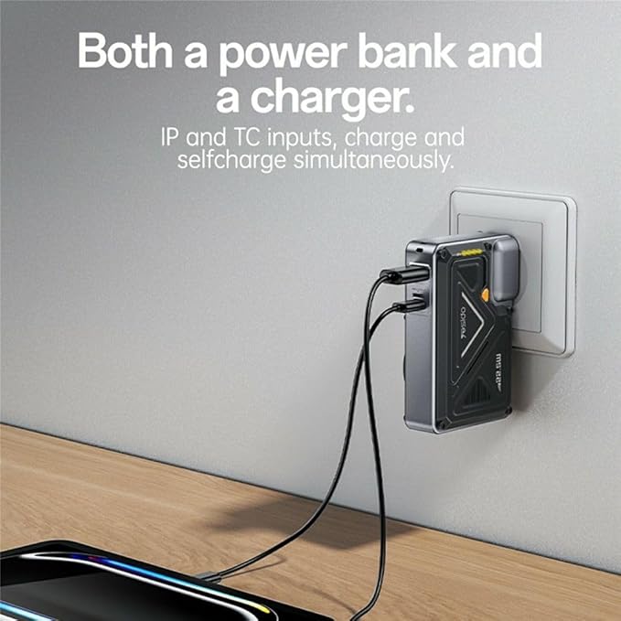 YESIDO YP89 15W Magnetic Wireless Charging 10,000MAH 22.5W Power Bank - Black - Image 4