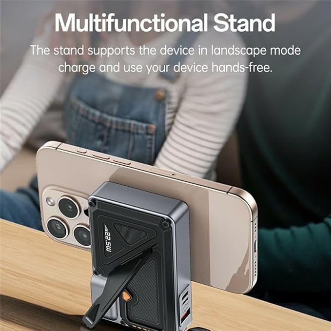 YESIDO YP89 15W Magnetic Wireless Charging 10,000MAH 22.5W Power Bank - Black - Image 5