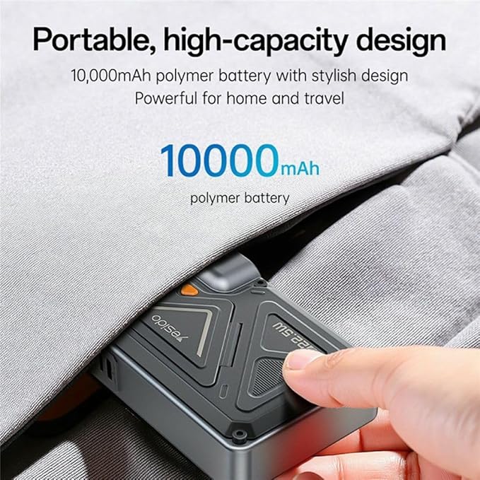 YESIDO YP89 15W Magnetic Wireless Charging 10,000MAH 22.5W Power Bank - Black - Image 3