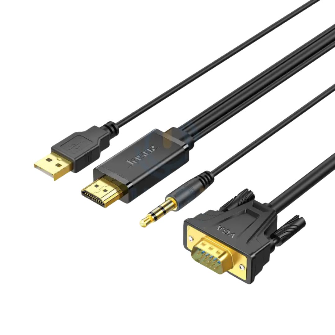 Jasoz G117 HDMI to VGA Cable with Audio/Power Supply Cable 2 Meter - Black